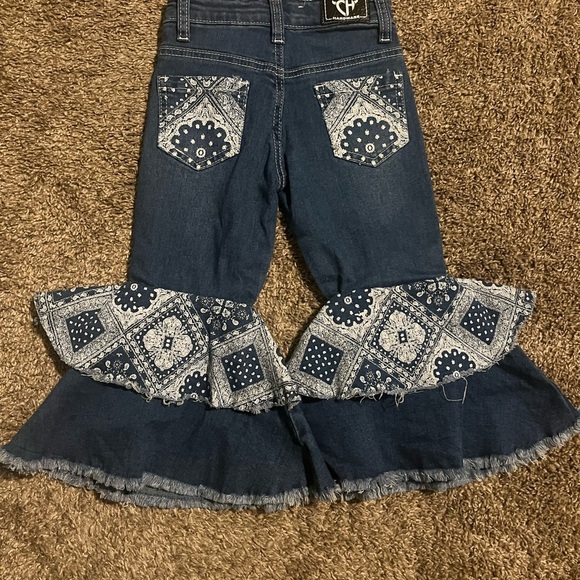 Cowgirl Hardware 3T Double Ruffle Bell Bottoms Western Rodeo - Picture 4 of 4